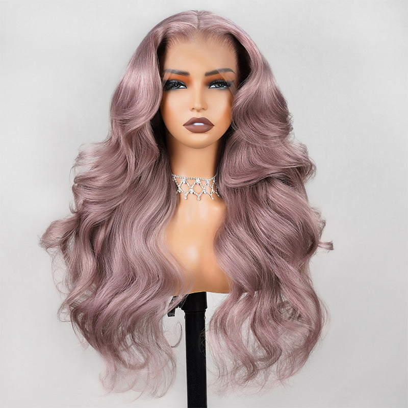 Megalook Ash Purple 6x5 Pre-Cut Glueless & 13x4 Lace Front Wigs Rose Gold Hair Color Frontal Wigs Human Hair