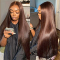 (Super Sale) Megalook 13x4 5x5 6x5 Pre Cut Transparent Chocolate Lace Closure Wigs #4 Dark Brown Color Human Hair Wigs