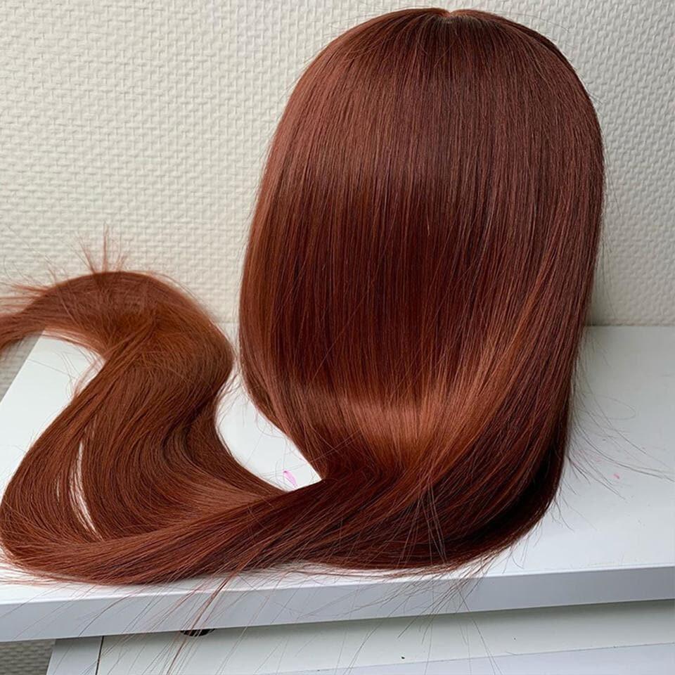 New #33 Red Brown Auburn Color Straight Human Hair Wig HD Lace 5x5/13x4 Lace Frontal Wigs