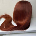 New #33 Red Brown Auburn Color Straight Human Hair Wig HD Lace 5x5/13x4 Lace Frontal Wigs