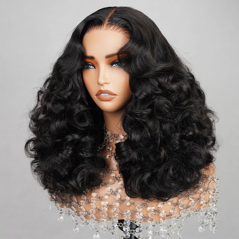(Super Deal)Megalook Salon-Quality Minimalist Luxurious Bomb Funmi Curly 6 Inch Deep Part Hairline Thick Layered Bouncy Wavy Glueless Pre-Cut Lace Small Curl Miny Knots Egg Curl Wig