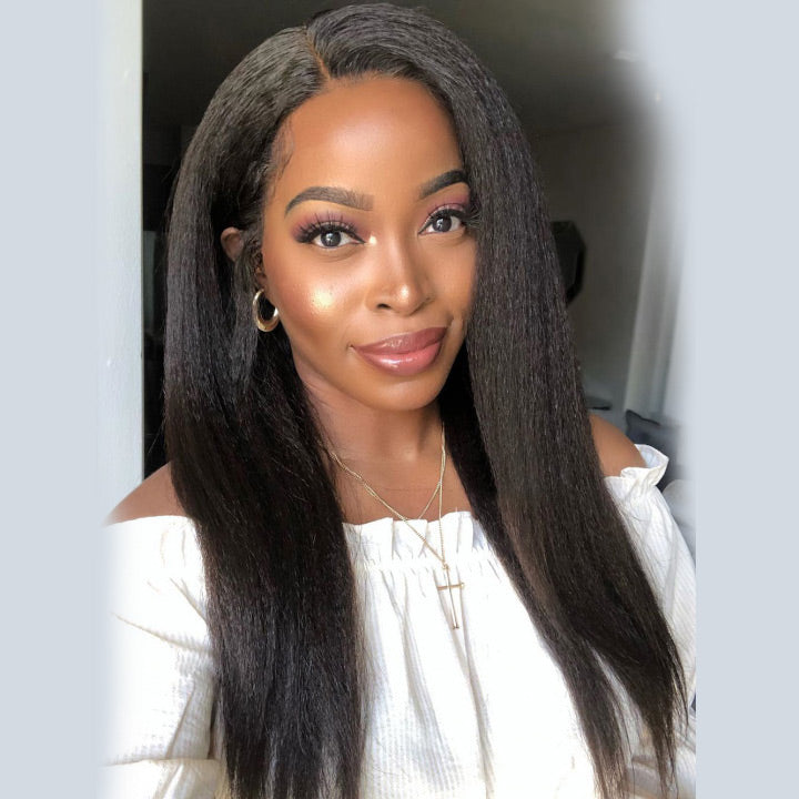 Yaki Straight 13x4 Crystal Lace Frontal Wigs Upgrade HD lace Pre Plucked Natural Hairline