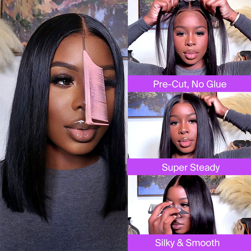 Upgrade Pre Cut 6X5 Lace Glueless Straight HD Lace Wear Go Closure Wig With Pre-plucked Edges Vietnamese Hair