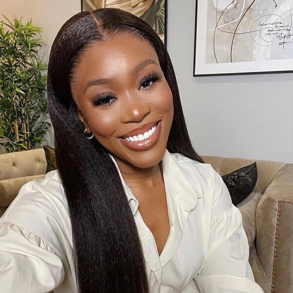 Yaki Straight 13x4 Crystal Lace Frontal Wigs Upgrade HD lace Pre Plucked Natural Hairline