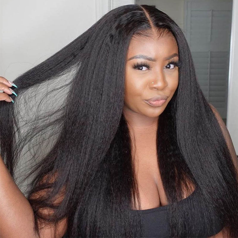 Yaki Straight 13x4 Crystal Lace Frontal Wigs Upgrade HD lace Pre Plucked Natural Hairline